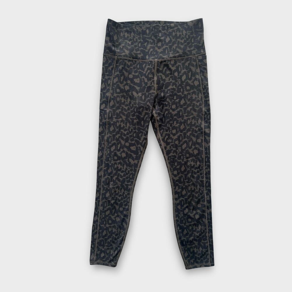 Vuori Leggings Women’s Small Olive Leopard Print High Rise Pocket Yoga Pants